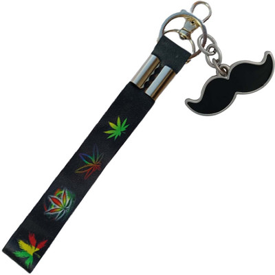 HANDSOME ISK fancy Premium Quality Black Fabric Hook With Mustache Lightweight Key Chain