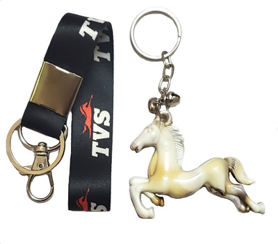 ShopTalk Tvs fabric Id Tag with Marble Finish horse Key Chain