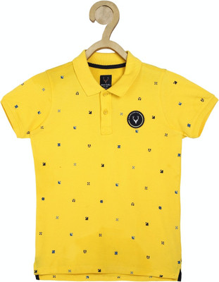 ALLEN SOLLY Boys Printed Polo T-shirt | Allen Solly Boys Geometric Print Polycotton T Shirt(Blue, Pack of 1)
