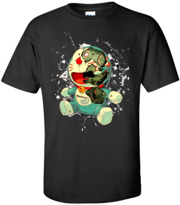 R and S Creations Boys & Girls Printed Cotton Blend Regular T Shirt(Black, Pack of 1)