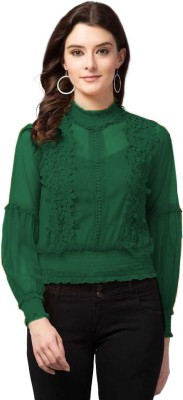 oriexfabb Girls Casual Polycotton Blouson Top(Green, Pack of 1)
