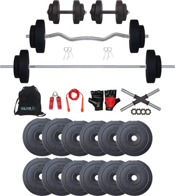 STARX 8 kg PVC 80KG WeightPlate with 3Ft,5Ft Rod and Accessories Equipment for Home Gym Combo