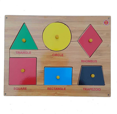 FireFlies Wooden 6 Shapes Puzzle With Nob for kids(Brown)