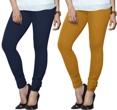 Lyra Churidar  Ethnic Wear Legging(Dark Blue, Yellow, Solid)