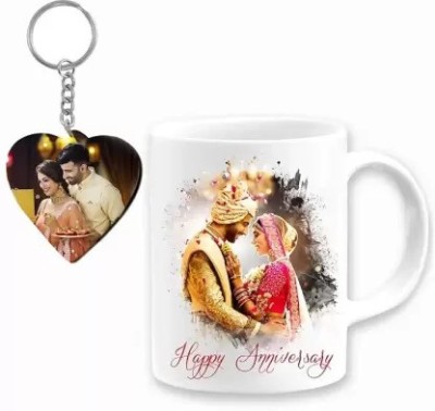 RichChoice Personalized Photo and Text Ceramic / Cup + Photo Printed Keychain Ceramic Coffee Mug(300 ml)