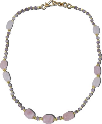 PearlzGallery Thrilling 18 Inches Gemstone Beads Necklace For Women Rose Quartz, Amethyst Gold-plated Plated Alloy Necklace