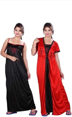 jagdish creation Women Nighty with Robe(Red)