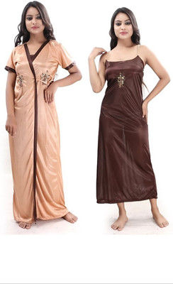 jagdish creation Women Nighty with Robe(Maroon)