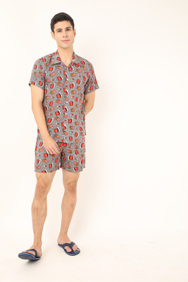 berrylicious Men Printed Multicolor Top & Shorts Set