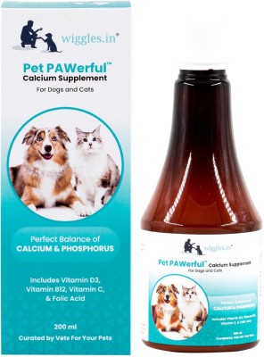 Wiggles Pet PAWerful Calcium Phosphorus Syrup Supplement Dogs Cats, 200ml- Multivitamins Pet Health Supplements(200 ml)