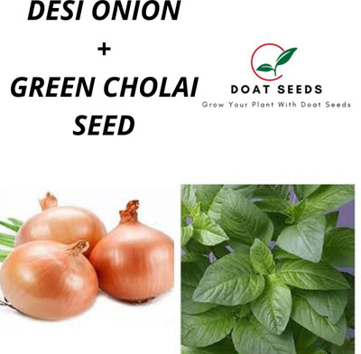 Doat Desi Onion With Green Cholai 2 Varieties of Vegetable Seeds Combo (Pack of 100) Seed(100 per packet)