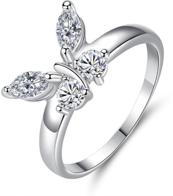 BLOOM STYLE Sweet Butterfly 925Original Silver Crystal Daily Romantic Fashion Silver Ring Silver Diamond Ring