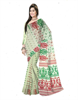 Pradip Fabrics Printed Tant Cotton Silk Saree(Multicolor)