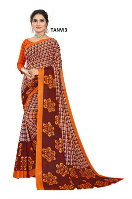 Vimalnath Synthetics Printed Daily Wear Art Silk Saree(Orange)