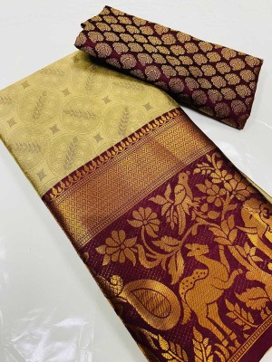 Hensi sarees shop Color Block, Hand Painted, Digital Print, Temple Border, Woven, Animal Print, Solid/Plain, Checkered Paithani Pure Silk, Cotton Silk Saree(Maroon, Beige)