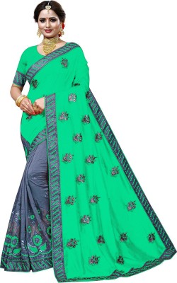 VILISA CREATION Embroidered Bollywood Silk Blend Saree(Light Green)