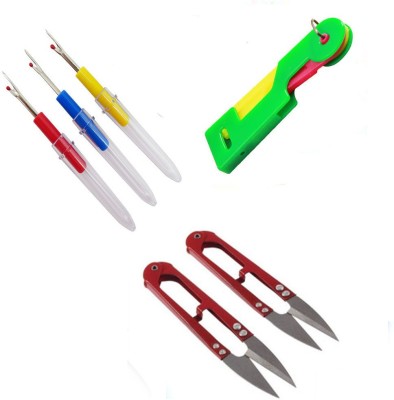 Crafts Haveli 3 Items Combo : 3 Seam Ripper, 2 Thread Cutter & 1 Adv Needle Threader Sewing Kit
