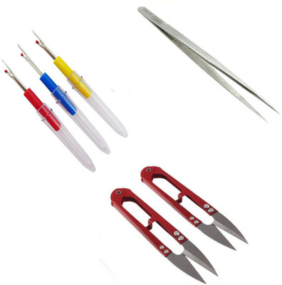 Crafts Haveli 3 Items Combo : 3 Seam Ripper, 2 Thread Cutter & Tweezer Sewing Kit