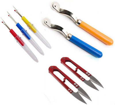Crafts Haveli 3 Items Combo : 3 Seam Ripper, 2 Thread Cutter & 2 Tracing Wheel Sewing Kit