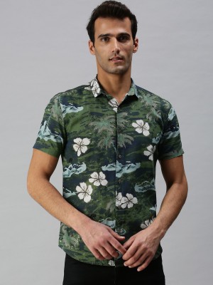 Showoff Men Printed Casual Green Shirt