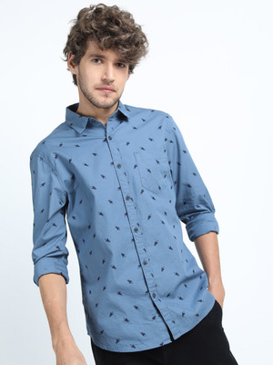 HIGHLANDER Men Printed Casual Blue Shirt