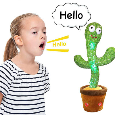 Toyvala Dancing Talking Cactus Plush Toy, Wriggle, Singing, Repeats What You Say-428(Green, Brown)