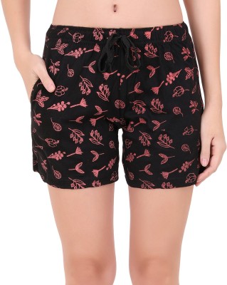 Buy That Trendz Printed Women Black Night Shorts