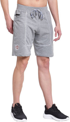 UZARUS Solid Men Grey Bermuda Shorts