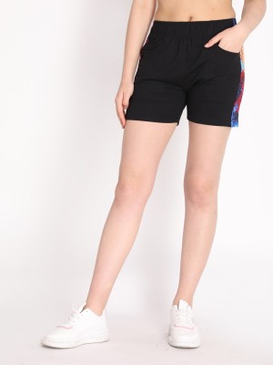 CHKOKKO Self Design Women Red Casual Shorts