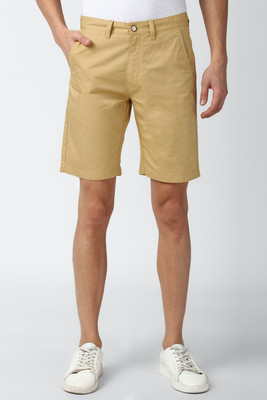 PETER ENGLAND Solid Men Khaki Regular Shorts