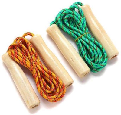 QBIC 2.5M Skipping Rope with Wooden Handle / Fitness Training Jump Rope (2PC) Freestyle Skipping Rope(Length: 274 cm)