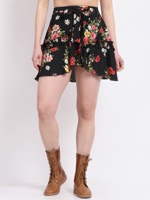 La Zoire Solid Women Wrap Around Black Skirt