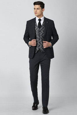 VAN HEUSEN Single Breasted - 2 button Checkered Men Suit