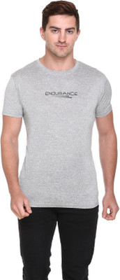 RF Raves Solid Men Round Neck Grey T-Shirt