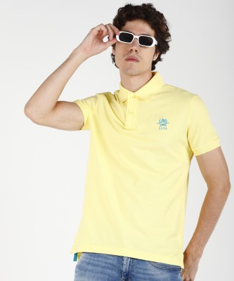 U.S. POLO ASSN. Solid Men Polo Neck Yellow T-Shirt
