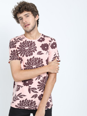 HIGHLANDER Solid Men Round Neck Pink T-Shirt