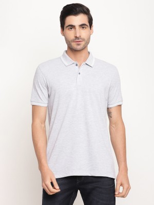 Octave Solid Men Polo Neck Grey T-Shirt