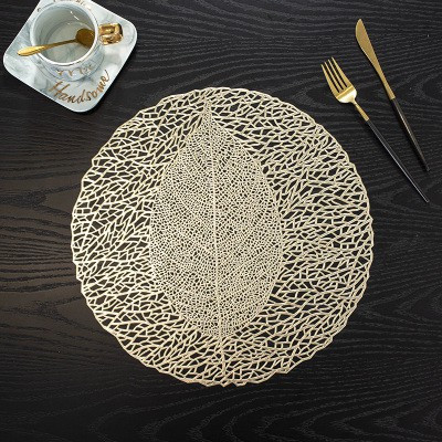 Bluwings Round Pack of 4 Table Placemat(Gold, PVC)