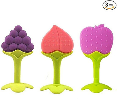 qtypie TEETHER PACK OF 3 Teether(Red, Purple, Pink)