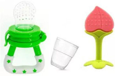 qtypie TEETHER & FRUIT FEEDER Teether and Feeder(Green, Pink)