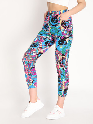CHKOKKO Printed Women Blue Track Pants