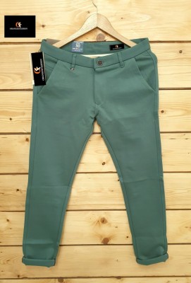 Blends Trendz Slim Fit Men Green Trousers