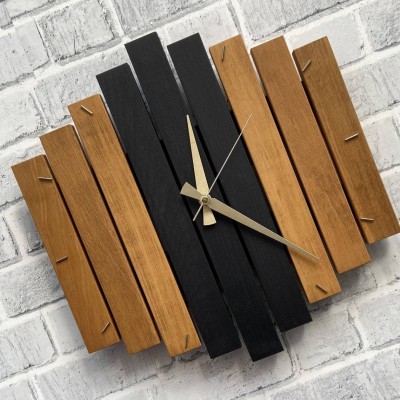 Qeznef Analog 30 cm X 30 cm Wall Clock(Brown, Black, Without Glass, Standard)