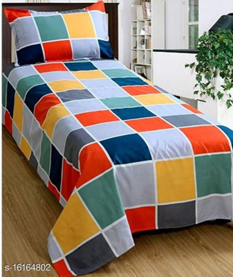 Decent Home 200 TC Microfiber Single Checkered Flat Bedsheet(Pack of 1, Multicolor)