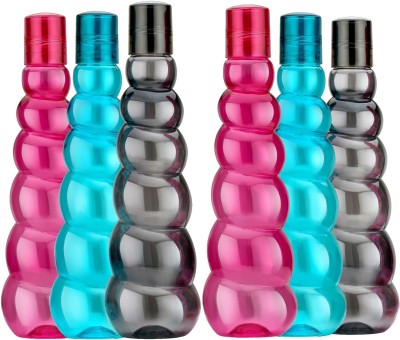 Craftbin Plastic Water Bottle 1000 ml Set- 6 ,Fridge Refrigerator 1000 ml Bottle(Pack of 6, Multicolor, Pink, Black, Blue, Plastic)