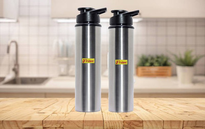 NK-STORE 1000 ml Steel Shaker(Pack of 2, Silver)
