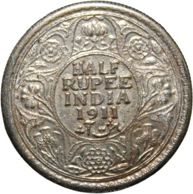 newway 5th King George - Half Rupee 1911 British India old Rare silverplated Coin Ancient Coin Collection(1 Coins)