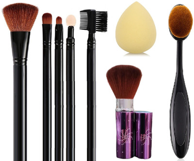 GFSU FOUNDATION MAKEUP BRUSH PROFESSIONAL OR HOME USE MAKEUP BRUSH SET FOUNDATION TOOTH BRUSH MAKEUP AND SOFT SPONGE ALL MAKEUP BRUSH(4 Items in the set)