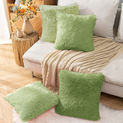 PICKKART Microfibre Solid Cushion Pack of 4(Olive Green)