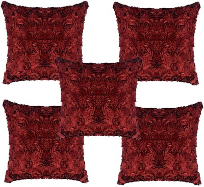 Embroco Velvet Cushions Cover(Pack of 5, 40 cm*40 cm, Red)